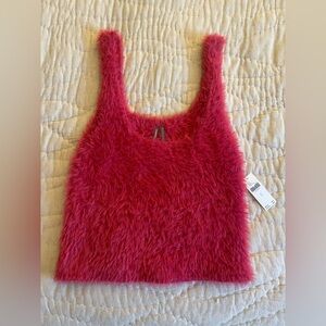 💗❤️ NWT Anthropologie raspberry red pink fur sweater tank sz S